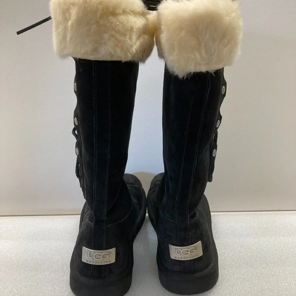 UGG Black and Cream Winter Boots